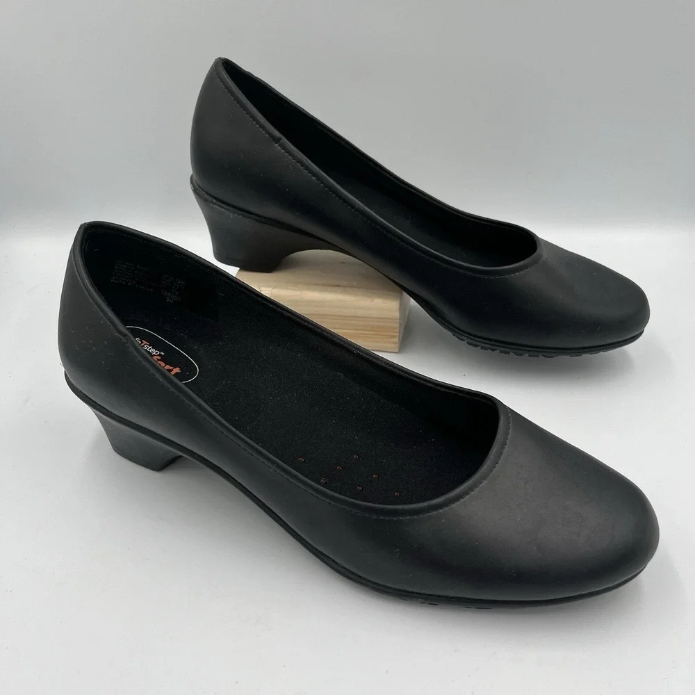 Safe T Step Womens SZ 10 W Black Slip Resistant Pumps Heels  Professional Work